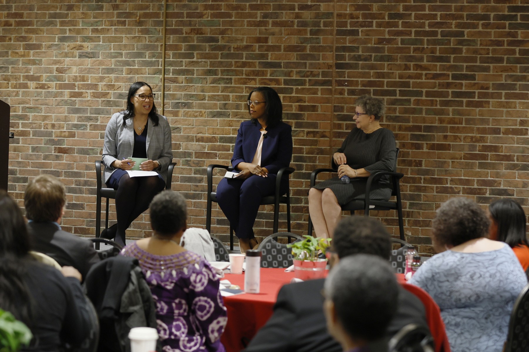 Kirwan Institute Executive Director Ange-Marie Hancock (left) led a panel discussion on youth suicide prevention with Morehouse College of Medicine professor Nicole King Cotton and Ohio State's Beverly Vandiver.